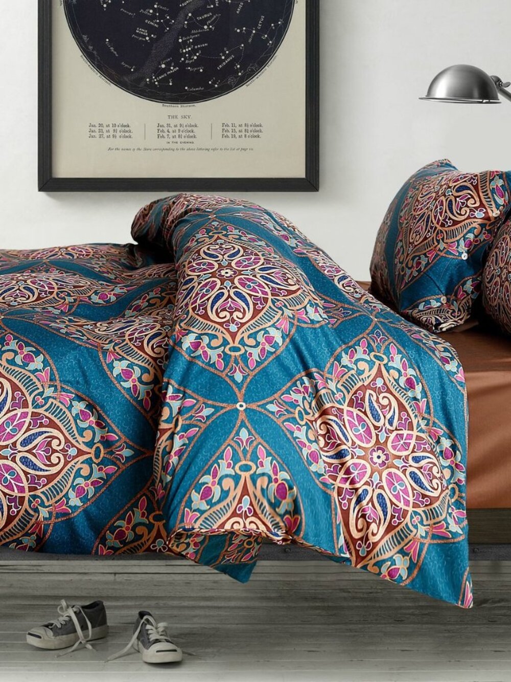 Damask Medallion Duvet Cover, Luxury Paisley Print Bedding Set, 400 Thread Count